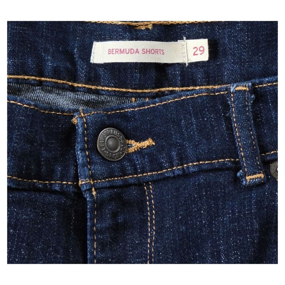 Levis Bermuda Shorts Womens 29 Mid Rise Dark Wash Summer Beachy Coastal Boho - Picture 3 of 5